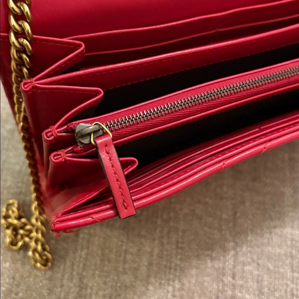 Gucci Red Chevron Quilted Leather Crossbody with Gold Double G